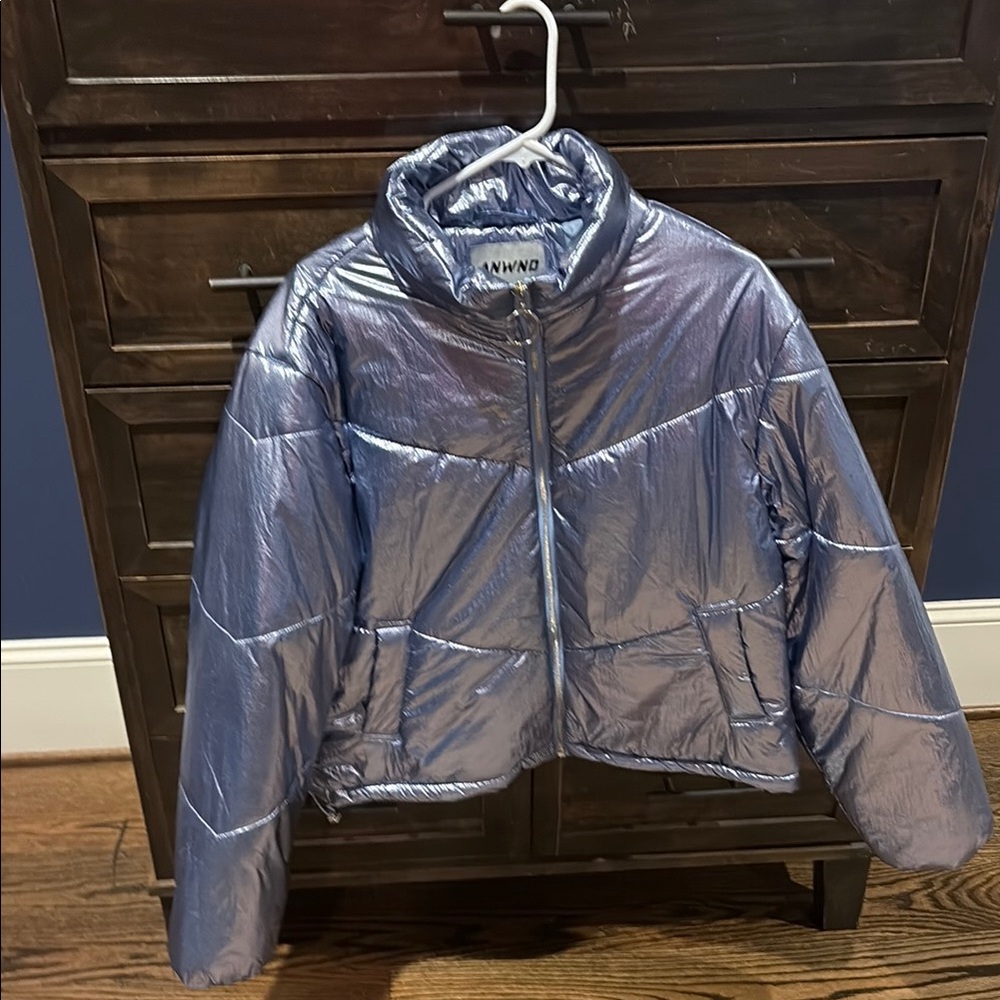 Shiny Blue Puffer Jacket for Kids